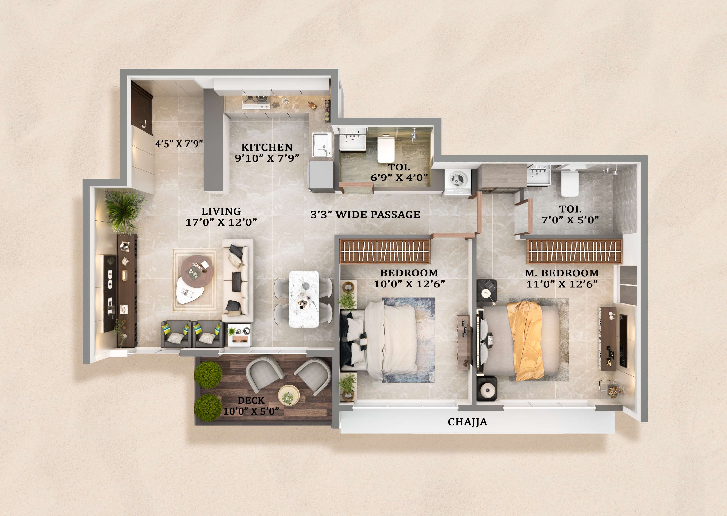 2 BHK Floor Plan
